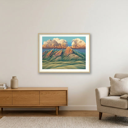 The Mountains Are Calling — 31×24" Oak Frame
