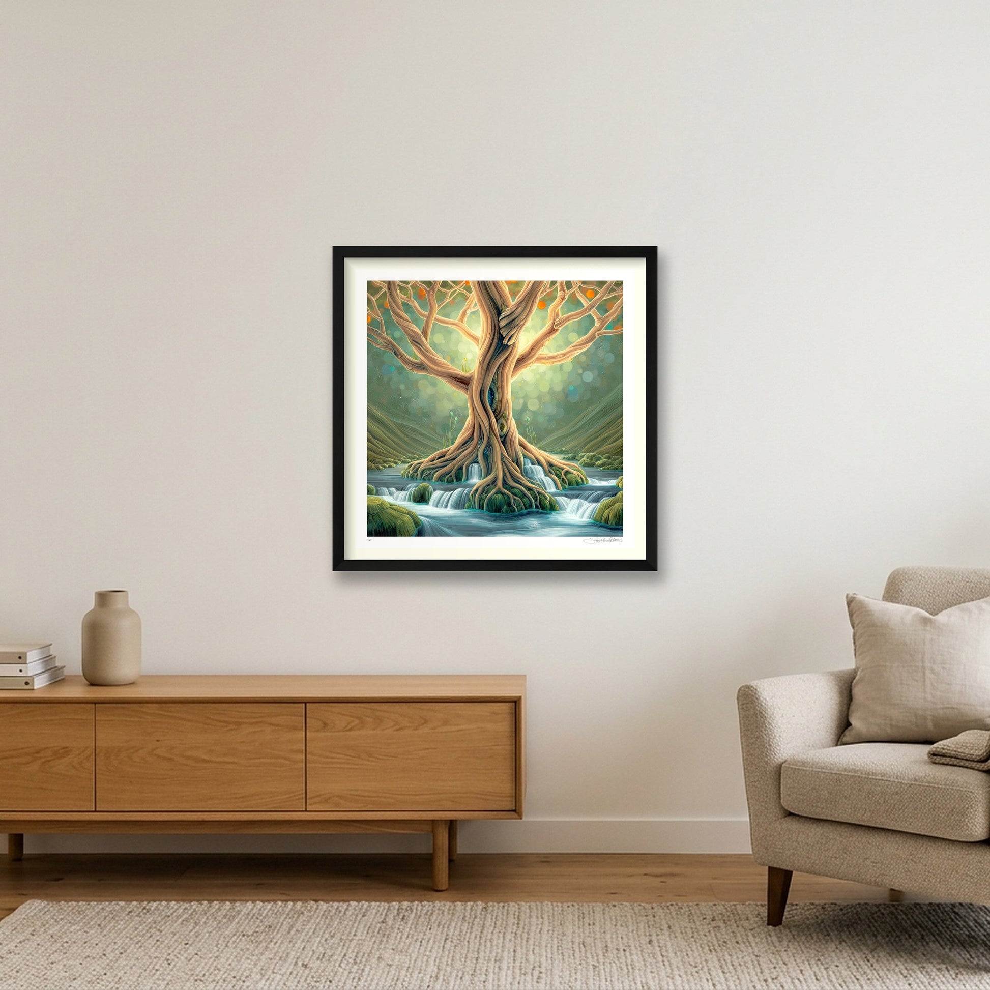 Living Waters  — 20×20" Black Frame